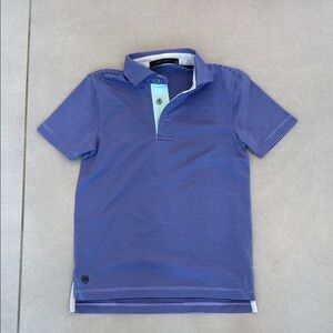 GREYSON PUPS Blue Striped Polo Shirt
